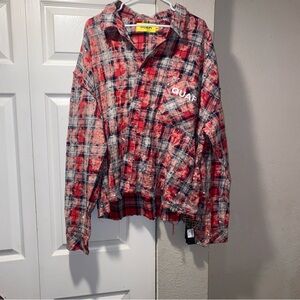 Red and Black Casual Plaid Shirt